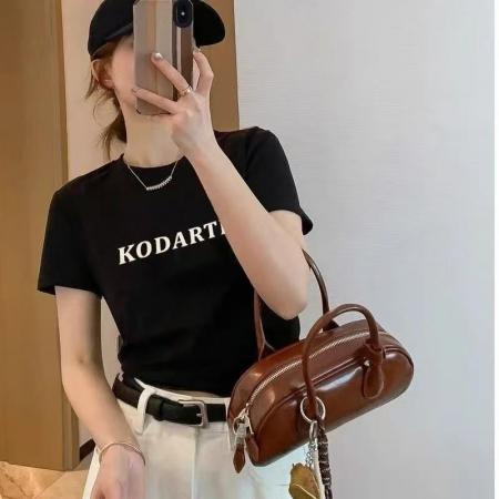 BY14630# 纯棉韩版新款正肩短袖T恤女印花辣妹上衣 服裝批發女裝批發服飾貨源