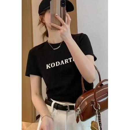 BY14630# 纯棉韩版新款正肩短袖T恤女印花辣妹上衣 服裝批發女裝批發服飾貨源