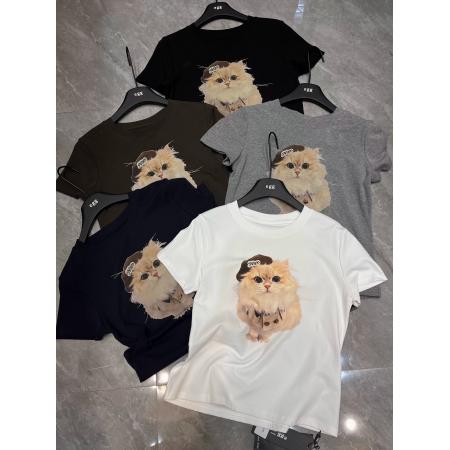 BY14635# 纯棉夏季韩版正肩短袖T恤女辣妹印花 服裝批發女裝批發服飾貨源