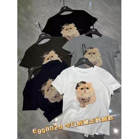 BY14635# 纯棉夏季韩版正肩短袖T恤女辣妹印花 服裝批發女裝批發服飾貨源