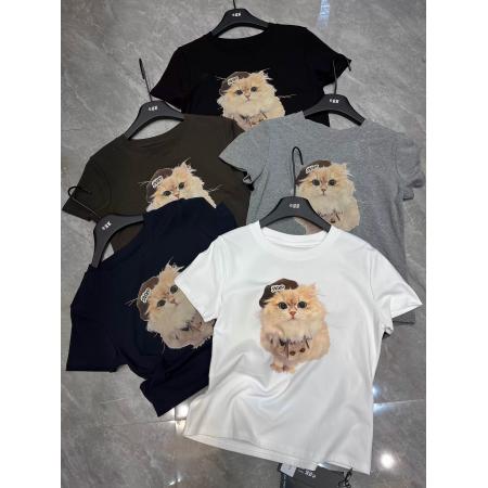 BY14635# 纯棉夏季韩版正肩短袖T恤女辣妹印花 服裝批發女裝批發服飾貨源