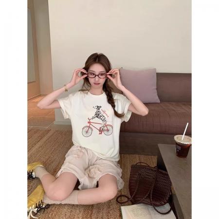 BY14639# 纯棉短袖t恤女夏季韩版新款学院风宽松大码胖mm200斤可穿 服裝批發女裝批發服飾貨源