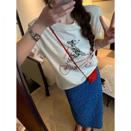 BY14639# 纯棉短袖t恤女夏季韩版新款学院风宽松大码胖mm200斤可穿 服裝批發女裝批發服飾貨源