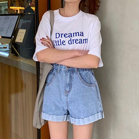 BY14647# 韩版ins牛仔短裤女夏季新款高腰显瘦翻边宽松外穿a字阔腿热裤 服裝批發女裝批發服飾貨源