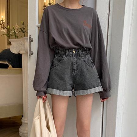 BY14647# 韩版ins牛仔短裤女夏季新款高腰显瘦翻边宽松外穿a字阔腿热裤 服裝批發女裝批發服飾貨源
