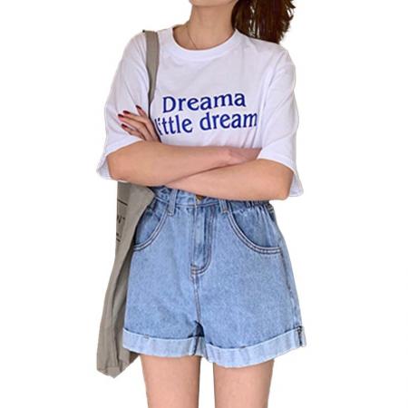 BY14647# 韩版ins牛仔短裤女夏季新款高腰显瘦翻边宽松外穿a字阔腿热裤 服裝批發女裝批發服飾貨源