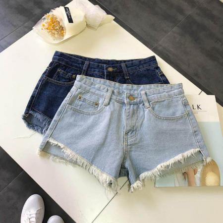 BY14649# 新款夏季韩版a字牛仔短裤女毛边流苏设计感宽松显瘦阔腿热裤 服裝批發女裝批發服飾貨源