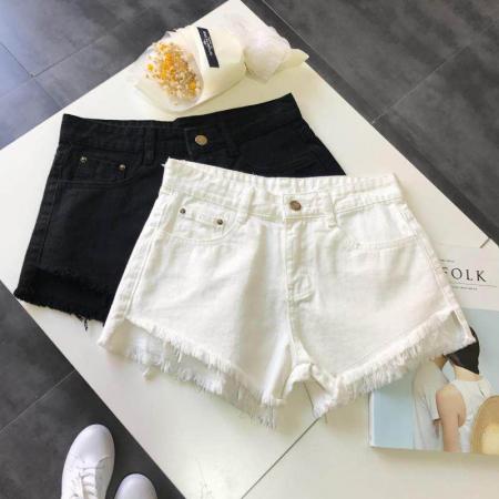 BY14649# 新款夏季韩版a字牛仔短裤女毛边流苏设计感宽松显瘦阔腿热裤 服裝批發女裝批發服飾貨源