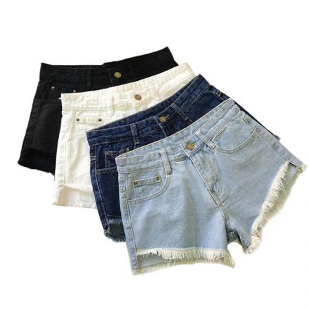 BY14649# 新款夏季韩版a字牛仔短裤女毛边流苏设计感宽松显瘦阔腿热裤 服裝批發女裝批發服飾貨源