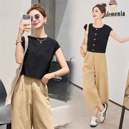 BY14662# 小个子穿搭一整套新款夏装巨好看的两件套休闲减龄套装女 服裝批發女裝批發服飾貨源