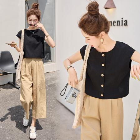 BY14662# 小个子穿搭一整套新款夏装巨好看的两件套休闲减龄套装女 服裝批發女裝批發服飾貨源