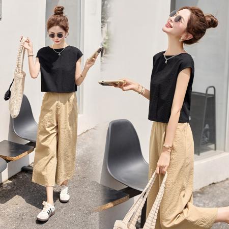 BY14662# 小个子穿搭一整套新款夏装巨好看的两件套休闲减龄套装女 服裝批發女裝批發服飾貨源