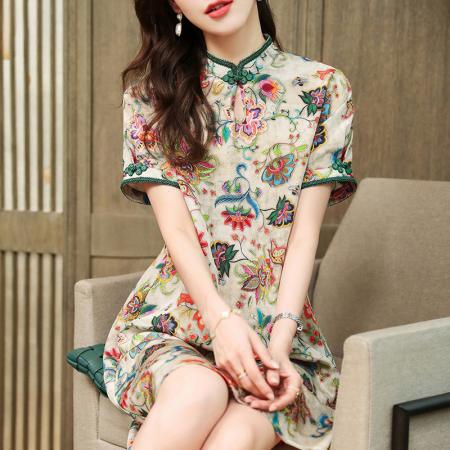 BY14664# 改良旗袍女夏高端气质年轻款新款国风新中式连衣裙 服裝批發女裝批發服飾貨源