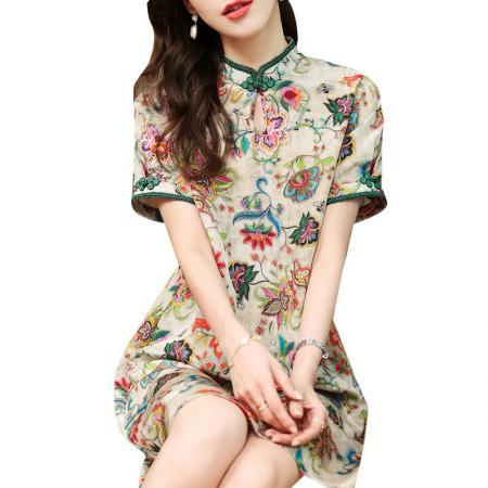 BY14664# 改良旗袍女夏高端气质年轻款新款国风新中式连衣裙 服裝批發女裝批發服飾貨源