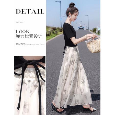 BY14669# 显瘦套装夏装新款女短款上衣搭高腰半身裙气质两件套 服裝批發女裝批發服飾貨源