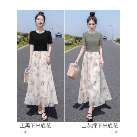 BY14669# 显瘦套装夏装新款女短款上衣搭高腰半身裙气质两件套 服裝批發女裝批發服飾貨源