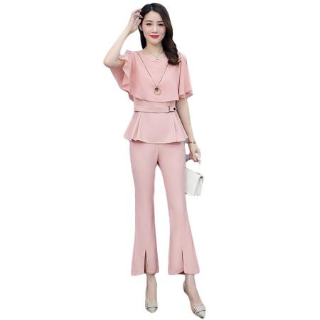 BY14673# 早春洋气减龄网红雪纺套装女装今年新款夏装时尚小个子两件套 服裝批發女裝批發服飾貨源