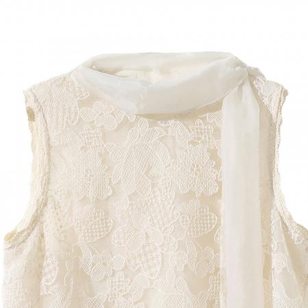 BY14675# 春季新款小香风时尚设计感蕾丝刺绣无袖假两件背心衬衫女 服裝批發女裝批發服飾貨源