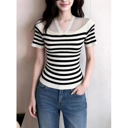 BY14678# 夏季新款针织T恤高温烫钻修身上衣轻奢高级感 服裝批發女裝批發服飾貨源