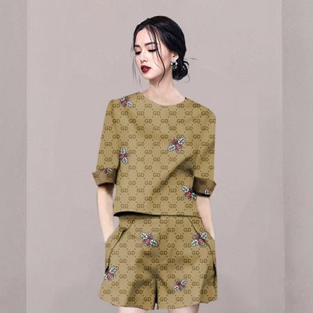 BY14697# 欧货风蜜蜂印花套装女夏宽松中袖T恤阔腿短裤休闲两件套潮 服裝批發女裝批發服飾貨源