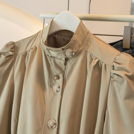BY14725# 春季新款独特别致卡其色收腰外套气质高级感时髦百搭上衣 服裝批發女裝批發服飾貨源