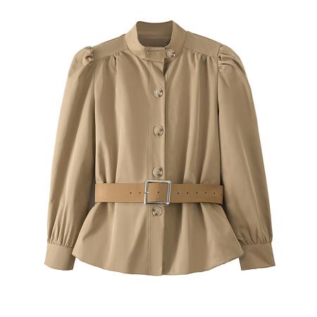 BY14725# 春季新款独特别致卡其色收腰外套气质高级感时髦百搭上衣 服裝批發女裝批發服飾貨源