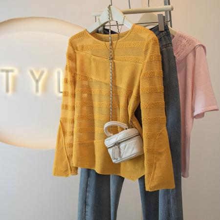 BY14727# 小个子喇叭袖短款修身衬衫上衣春季新款高级感小衫衬衣女装 服裝批發女裝批發服飾貨源