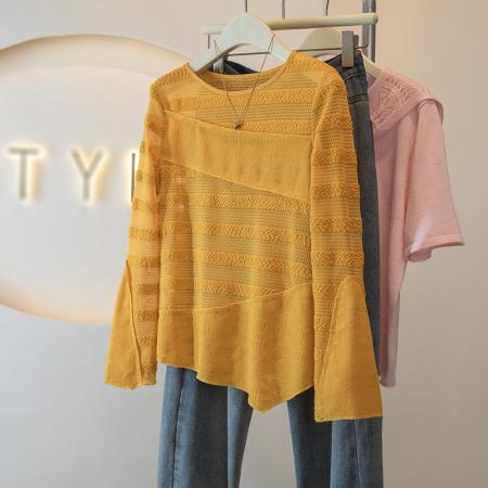 BY14727# 小个子喇叭袖短款修身衬衫上衣春季新款高级感小衫衬衣女装 服裝批發女裝批發服飾貨源