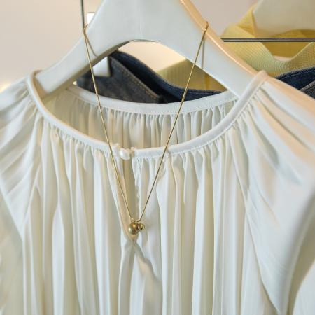 BY14728# 法式小资别致压褶衬衫女款新款春装衬衣独特漂亮超好看小衫 服裝批發女裝批發服飾貨源