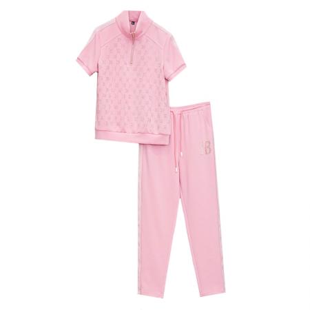 BY14732# 大码女装夏新款运动休闲烫钻时尚宽松显长裤两件套 服裝批發女裝批發服飾貨源