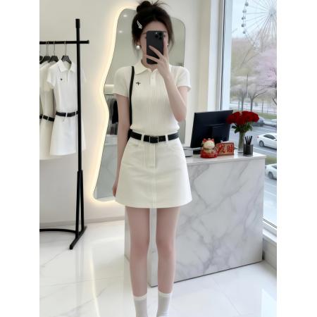 BY14749# 气质一整套ootd穿搭韩系夏季慵懒风针织短袖上衣短裙两件套装 服裝批發女裝批發服飾貨源