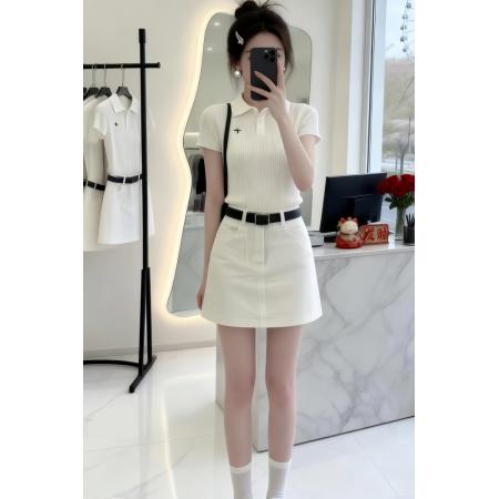 BY14749# 气质一整套ootd穿搭韩系夏季慵懒风针织短袖上衣短裙两件套装 服裝批發女裝批發服飾貨源