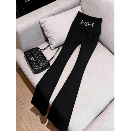 BY14750# 时尚气质高级感巨好看黑色微喇裤夏季新款高腰显瘦百搭长裤子 服裝批發女裝批發服飾貨源