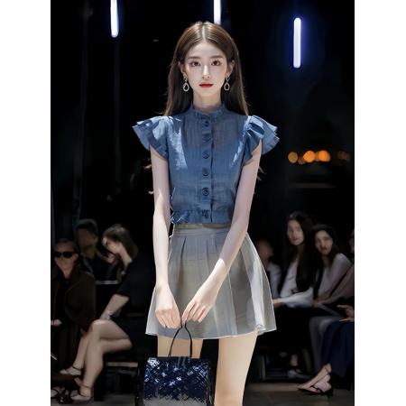 BY14754# 千金风miu系穿搭减龄蓝色衬衫连衣裙叠穿高级感夏季女装新款 服裝批發女裝批發服飾貨源