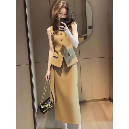 BY14755# 春季上流社会干练气质轻奢高级感出席重要场合西装马甲连衣裙套装 服裝批發女裝批發服飾貨源