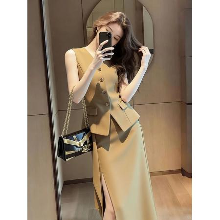 BY14755# 春季上流社会干练气质轻奢高级感出席重要场合西装马甲连衣裙套装 服裝批發女裝批發服飾貨源