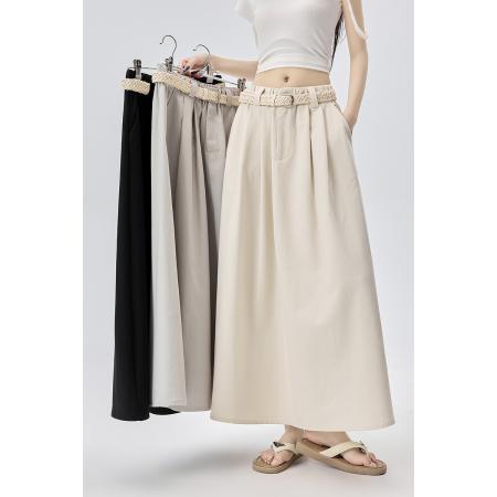 BY14765# 法式气质高腰显瘦半身裙伞裙女士夏季新款宽松中长款a字裙子 服裝批發女裝批發服飾貨源