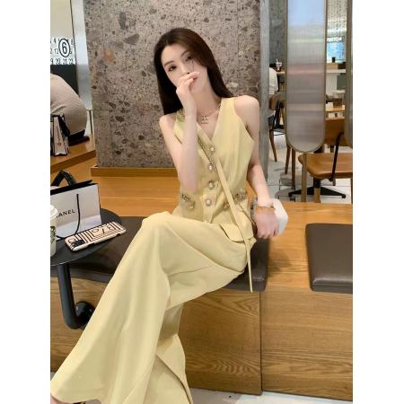 BY14812# 小香风套装女夏季显瘦减龄运动休闲高级感马甲阔腿裤两件套女 服裝批發女裝批發服飾貨源