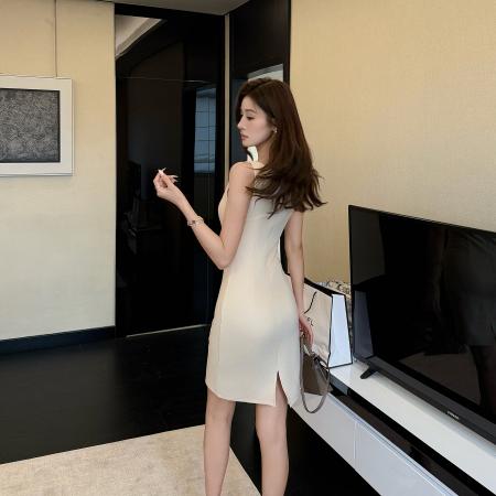 BY14827# 夏季新款锦棉轻职场一字领掐腰包臀针织连衣裙显瘦包臀裙瑞秋裙 服裝批發女裝批發服飾貨源