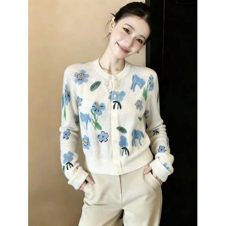 BY14850# 欧货高端春季新款穿搭上衣轻奢时尚简约花朵高级感女上衣chic 服裝批發女裝批發服飾貨源