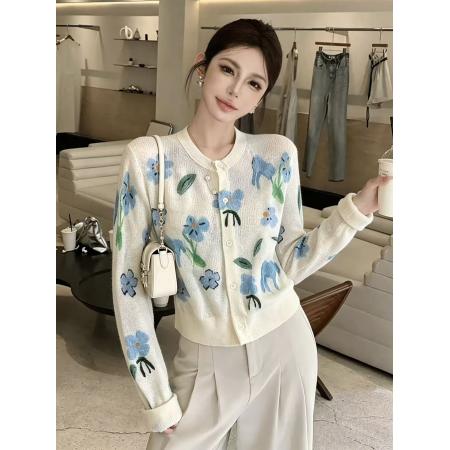 BY14850# 欧货高端春季新款穿搭上衣轻奢时尚简约花朵高级感女上衣chic 服裝批發女裝批發服飾貨源