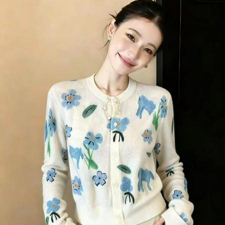 BY14850# 欧货高端春季新款穿搭上衣轻奢时尚简约花朵高级感女上衣chic 服裝批發女裝批發服飾貨源