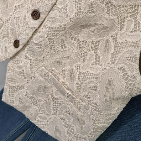 BY14859# 韩系刺绣马蕾丝拼色圆领无袖马甲女新款春秋坎肩外套上衣百搭 服裝批發女裝批發服飾貨源