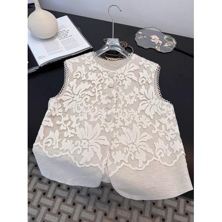 BY14860# 新中式国风休闲重工刺绣马甲女春秋新款圆领坎肩时尚背心上衣 服裝批發女裝批發服飾貨源