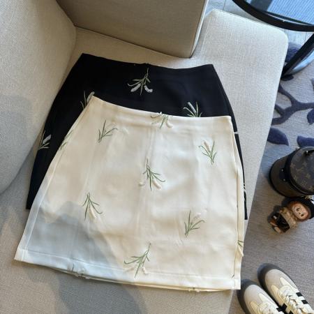 BY14863# 重工刺绣半身裙女新款高腰显瘦a字包臀裙防走光内衬短裙 服裝批發女裝批發服飾貨源