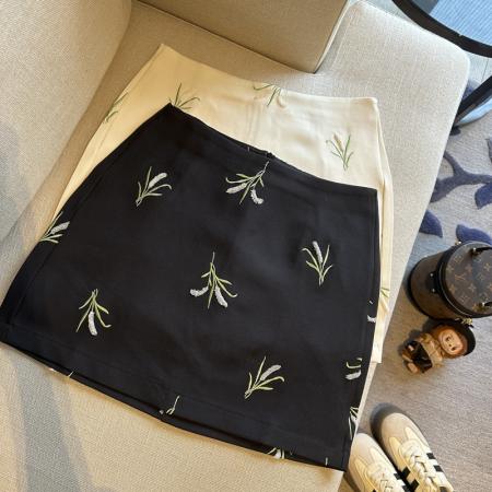 BY14863# 重工刺绣半身裙女新款高腰显瘦a字包臀裙防走光内衬短裙 服裝批發女裝批發服飾貨源