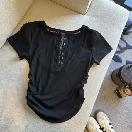 BY14866# 纯欲辣妹后背镂空蕾丝拼接打底衫春季新款修身显瘦上衣 服裝批發女裝批發服飾貨源