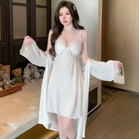 性感睡衣春夏吊带睡裙睡袍两件套...