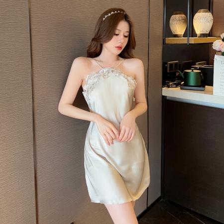 BY14885# 吊带睡裙夏性感睡衣女丝缎薄款短裙纯色轻奢高级感家居服 睡裙批发睡衣批发家居服批发