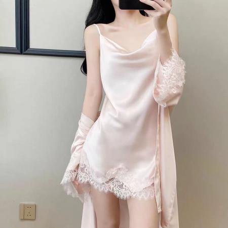 网图性感睡衣女冰丝吊带睡裙睡袍...